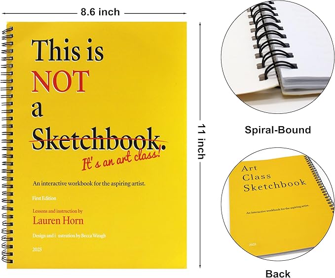 Sonjade Sketch Books This is NOT a Sketchbook, It's an Art Class! Art Book Drawing Pad, 100 Sheets, 8.6 x 11 Inch, Yellow