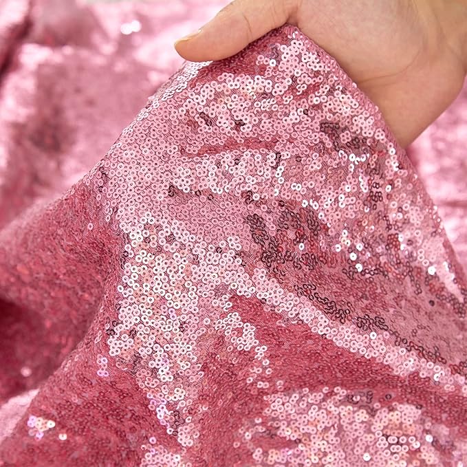 Eternal Beauty Fuchsia Pink Sequin Backdrop Curtains, Shimmer Back Drop 4Panels-2FTx8FT for Christmas, Party, Birthday, Photography, Wedding, Baby Shower Event Decoration
