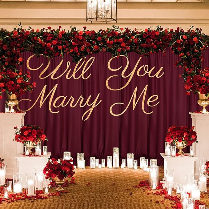 MYSKY HOME Burgundy Backdrop Curtains for Parties, Weddings, Stage - 10ft x 10ft, 2 Panels