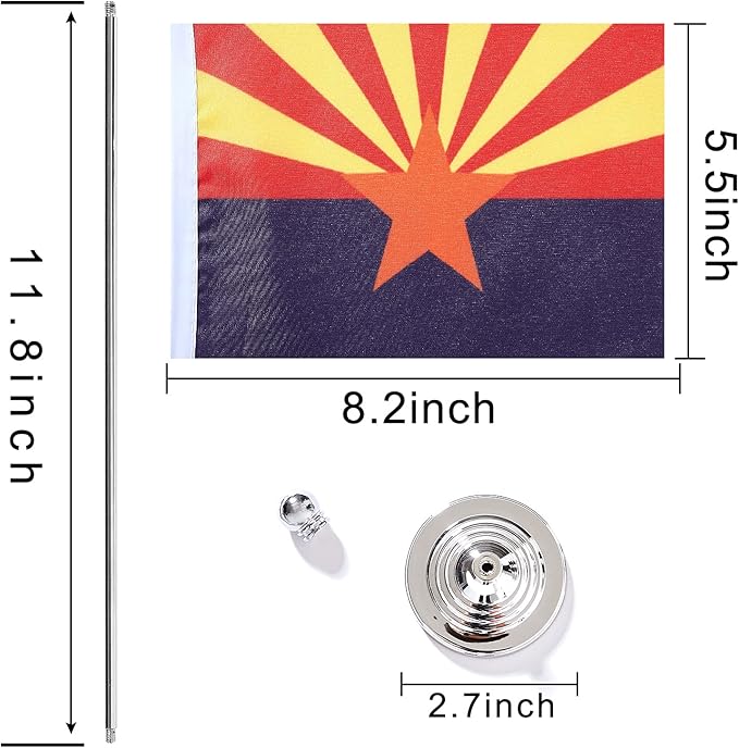 ZXvZYT 2 Pack American US Arizona flag USA Arizona AZ State table flag,Small Mini United States Desk Flags With Stand Base,for U.S. States Party Events Celebration Decorations Supplies