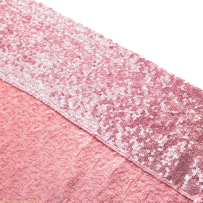 SquarePie Sequin Backdrop Curtain Not See Through Thick Glitter Background for Party 8FT x 10FT Fuchsia Pink
