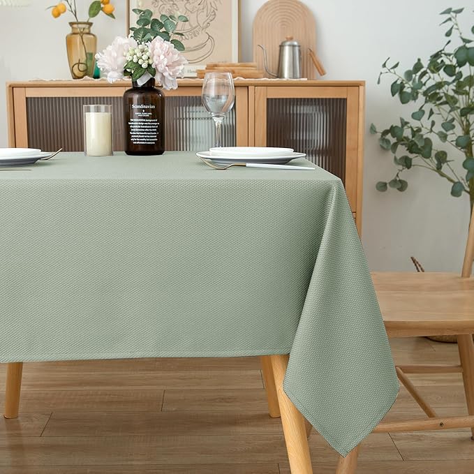 Biscaynebay Square Tablecloth 60x60 Inch-Sage Card Fabric Table Cover-Small Folding Tablecloths Linen Water Resistant Washable for Kitchen Dining Picnic Patio Outdoor Party Restaurant Tables