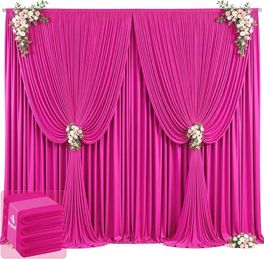 20ft x 12ft Hot Pink Backdrop Curtains Wrinkle Free Backdrop Curtain for Wedding Parties Pink Fabric Backdrops Drapes Back Drop Cloth Bridal Shower Stage Curtains Wedding Decorations for Reception