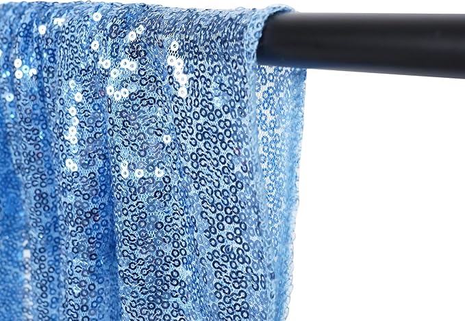SquarePie Sequin Curtain 2FT x 8FT Baby Blue 2pcs Backdrop Sparkly Wedding Party Decoration