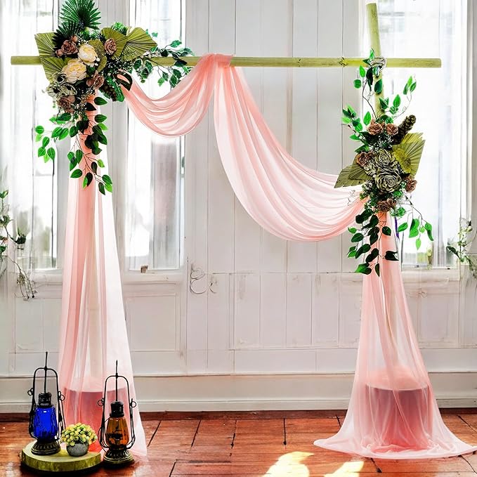 MDS Halloween Chiffon Draping Fabric - 1 Panel, 30" Wide x 75ft Long - Sheer Spooky Arbor & Canopy Drapery for Haunted House Backdrops, Party Ceilings, DIY Costumes & Themed Events - Peach