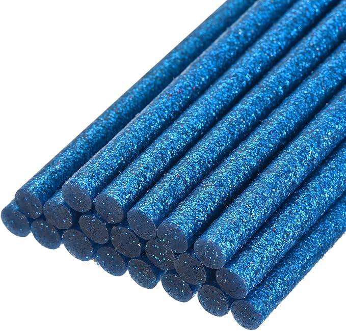 uxcell 20pcs Hot Glue Sticks for Glue Gun 7mm/0.27-inch x 4-inch Mini Hot Melt Adhesive Glue Stick Glitter Bright Blue