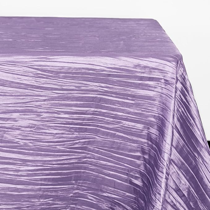 YOUR CHAIR COVERS - 90 x 156 inch Rectangular Crinkle Taffeta Tablecloth - Lavender, Rectangle Table Linens for 8 ft Rectangular Tables, Wedding Crushed Table Cloth