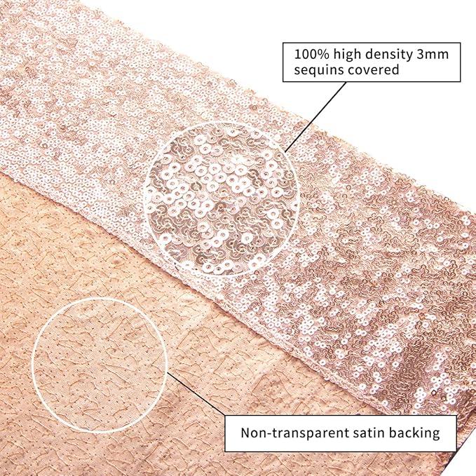 Poise3EHome 8Ft x 8Ft Rose Gold Sequin Backdrop, Glitter Thick Satin Background Drapes, Sparkly Opaque Photography Curtain, Sequence Xmas Thanksgiving Backdrop for Wedding Party Festival Decor