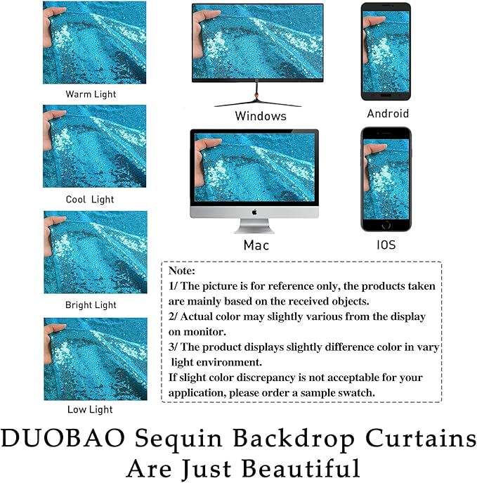 DUOBAO 10x10ft Turquoise Sequin Backdrop for Photography, Reversible Glitter Curtain - Party Background for Weddings, Halloween, Birthdays, Baby Showers, TikTok Videos