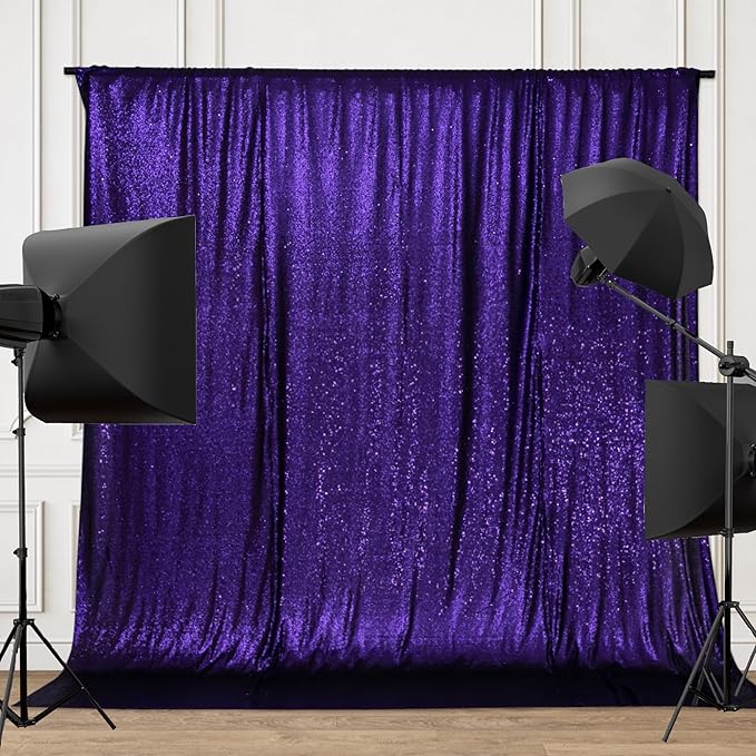 PartyDelight Sequin Backdrop Purple 6FTx6FT Wedding Curtain Special Events Party