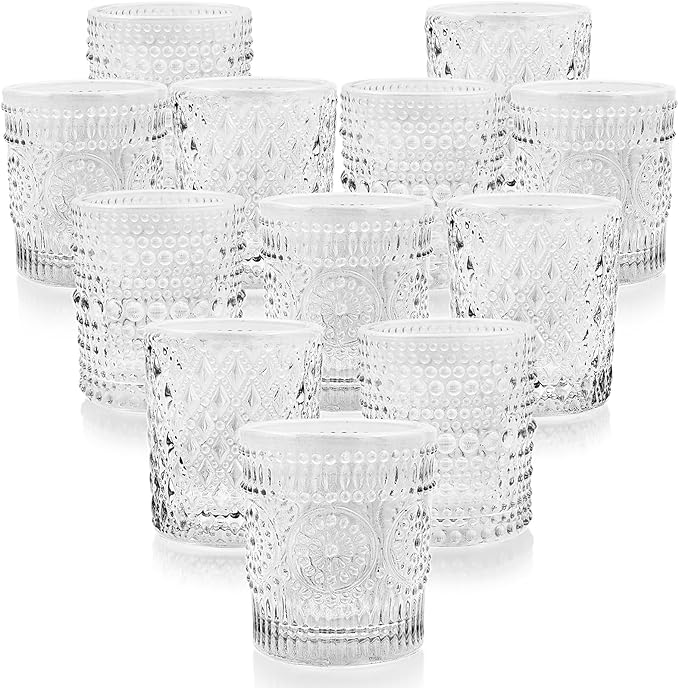 Clear Votive Candle Holders, 3 Patterns 24 pcs Glass Tealight Candle Holders for Christmas Wedding Table Centerpiece Birthday Party