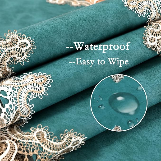 Vintage Lace Dining Table Runner, Small Macrame Coffee Table Runners 48 inches Long for Kitchen Home Christmas Party Decorations (16x48 inch, Cyan)