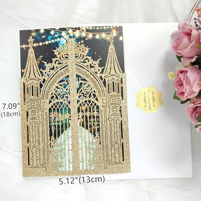 20PCS Laser Cut Wedding Invitations,Wedding Invitation Card Pocket,Quince Invites,Sweet 16 Invitations,Quinceanera Invitations,Laser Cut Invitations For All Occasions