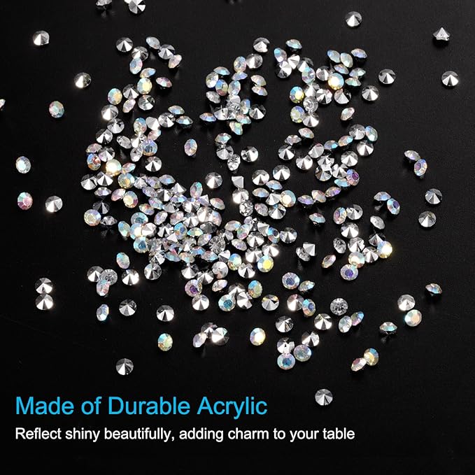 PATIKIL 14000Pcs Wedding Table Scatter Confetti Crystals 3mm Acrylic Diamonds Vase Fillers Gems for Table Centerpiece Decorations Bridal Shower Party, Silver AB