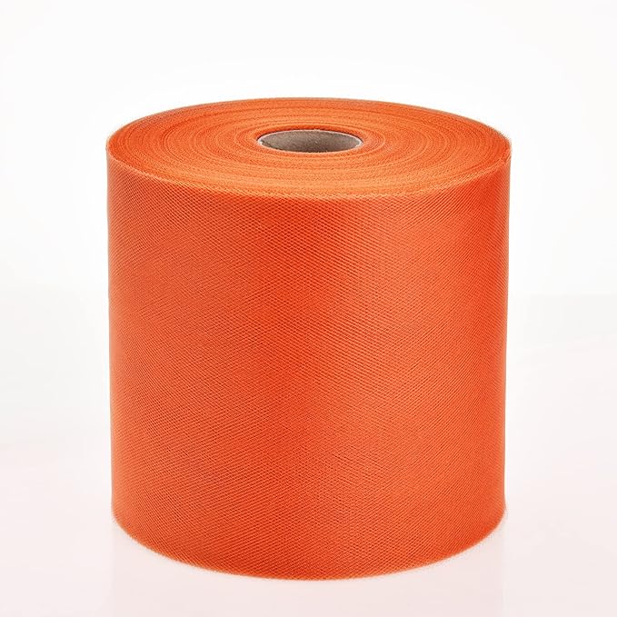 Tulle Fabric Roll, 6” by 200 Yards (600FT) Tulle Organza Fabric Spool for DIY Tutu Skirt Baby Shower Decor Wedding Backdrop Crafts Birthday Party Supplies(New-Orange)