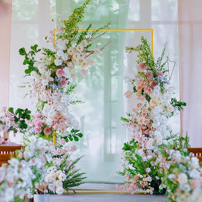 6.6FT x 4FT Wedding Arch Backdrop Gold Square Backdrop Stand Metal Balloon Arch Stand Rectangular Frame for Birthday Party Baby Shower Anniversary Decoration