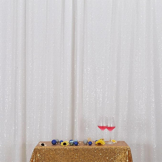 Poise3EHome Sequin Backdrop Curtain, White Sequin Backdrop, Sequin Curtains for Party Wedding Sequence Backdrop, 20FT x 10FT