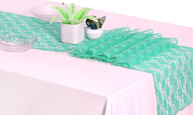 MDS Pack of 12 Wedding 12 x 108 inches Satin Table Runner for Wedding, Decorations for Birthday Parties, Banquets, Graduations, Engagements, Runners fit Rectangle, Round Table- Mint