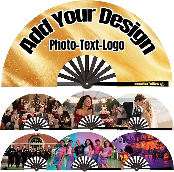 Custom Fans with Your Photo/Text - 13 Inch Personalized Folding Hand Fan for Line Dancing, Weddings, Parties | Decorative Gift for Women, Church Events & Dance Performances (180, 10 Inch)