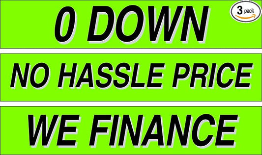 Ez-line Vinyl Windshield Stickers 3 Dozen 15 Inch Chartreuse Slogan Dealership Pro Pack for Car Lots (EZ115-Pack1)