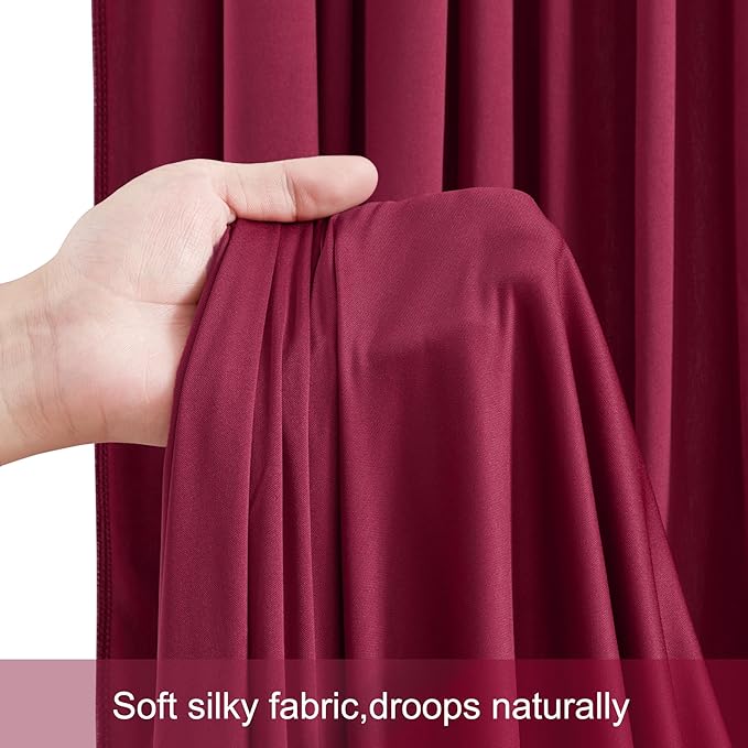 40ft x 12ft Burgundy Backdrop Curtains Wrinkle Free Backdrop Curtain for Wedding Parties Maroon Fabric Backdrops Drapes Back Drop Cloth Bridal Shower Stage Curtains Wedding Decorations for Reception