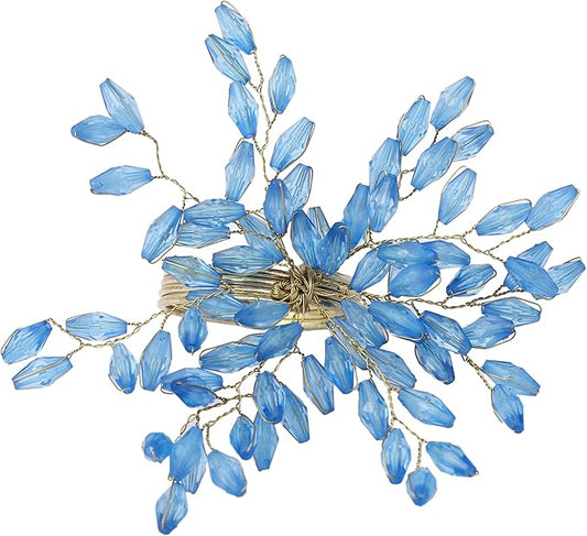 Napkin Rings Set of 6 for Dining Table Decoration Parties Everyday Metal Napkin Holder Leaf Turquoise (Pack of 6)