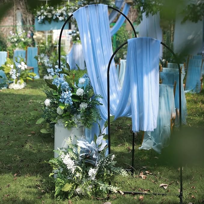 Wokceer Dusty Blue Wedding Arch Draping Fabric Backdrop 4 Panels 28.7" X 20FT Sheer Drapes Fabric for Wedding Arbor Ceremony Party