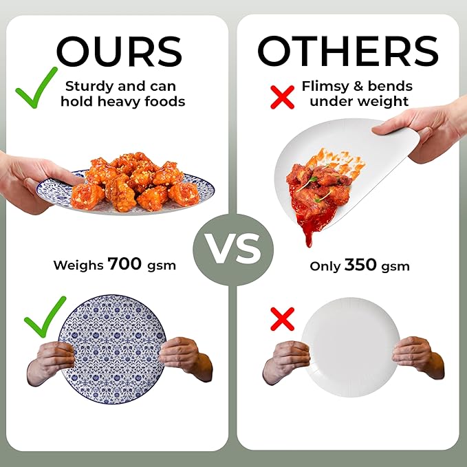 Trendables Heavy Duty Paper Plates Set For 16 Guests - 16 Each Of 8-inch And 10-inch Disposable Plates For Party - Fancy 32 Piece Dinnerware Set For All Occasions | Floral Design, Florentine