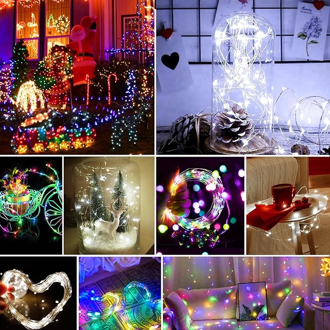 pozzolanas 24 Pack 7ft Waterproof LED Fairy Lights - Battery Operated String Lights with 20 LEDs for Home, Mason Jar, Party, Wedding, Halloween, Christmas Decorations (12 Multicolor & 12 White)