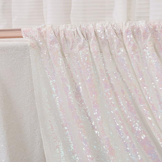 Poise3EHome Iridescent Sequin Backdrop,6FT x 8FT Sequin Photography Backdrop Curtain for Party Decoration, Iridescent