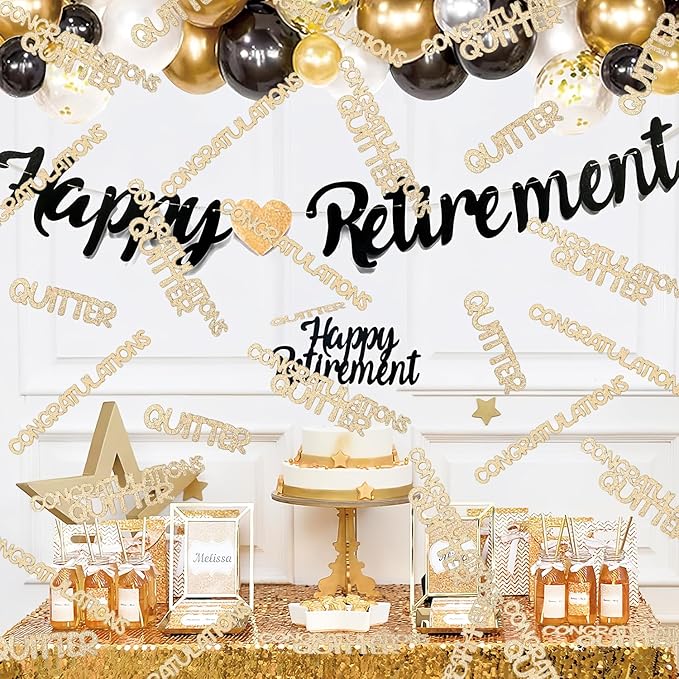 Congratulations Quitter Confetti, Champagne Gold Glitter Retirement Confetti for Table, Graduation Party Table Decor, Funny Retirement Party Table Scatters, Congrats Grad Going Away Party Supplies