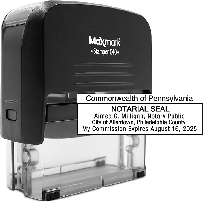 MaxMark Notary Stamp for State of Pennsylvania- Self Inking Stamp
