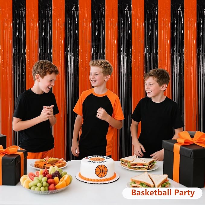 BEISHIDA Black Bronze Door Streamers Backdrop Foil Fringe Tinsel Party Streamers Curtains Photo Backdrop - 2Pcs for Birthday Graduation Halloween Party Decoations