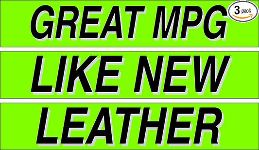 Ez-line Vinyl Windshield Stickers 3 Dozen 15 Inch Chartreuse Slogan Dealership Pro Pack for Car Lots (EZ115-Pack4)