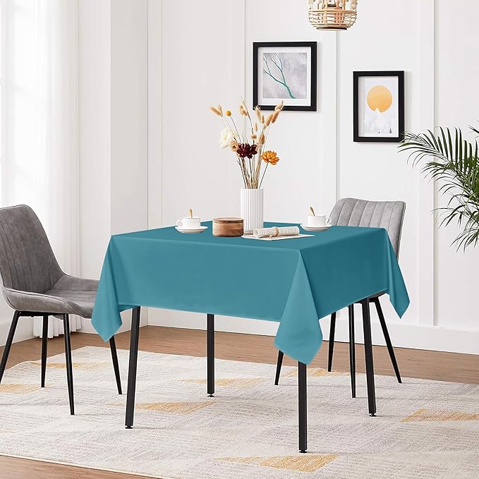 sancua Square Tablecloths 54x54 Inch - Teal Fabric Table Cloth for Square or Round Tables, Washable Polyester Table Cover for Dinner, Holiday Party, Decorative Display Tables