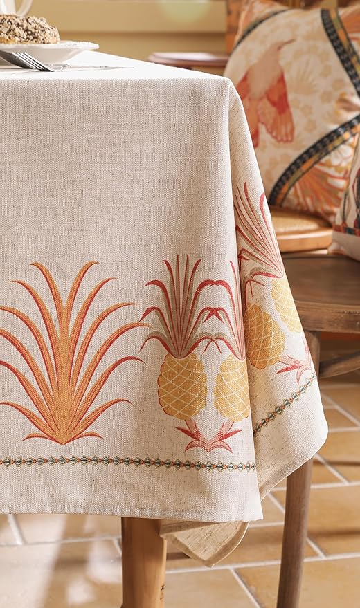 patdrea Designer Small Square Tablecloth,Pineapple Pattern Linen Tropical Style Tablecloths,Fall Table Cover Cloth Decor for Kitchen Dining Christmas,Tea Party,Thanksgiving,55"x55"-Pineapple B
