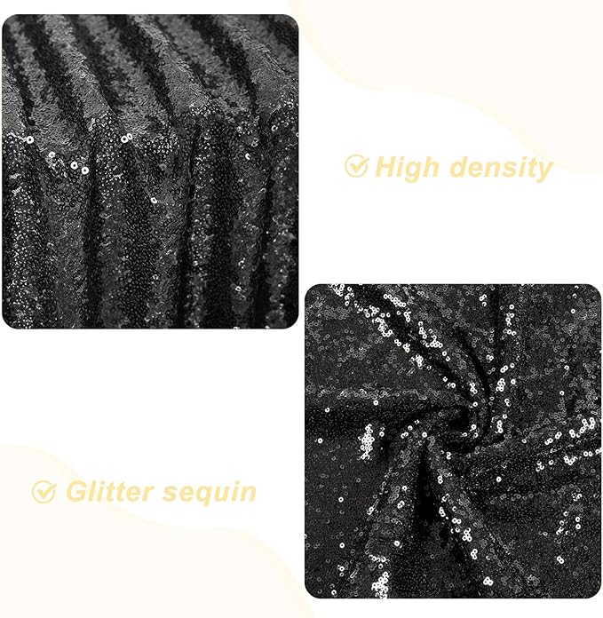 PartyDelight Sequin Backdrop Curtains 2 Panels Black 5Ft x 10Ft Photograph Back Drop Wedding Curtain Special Events