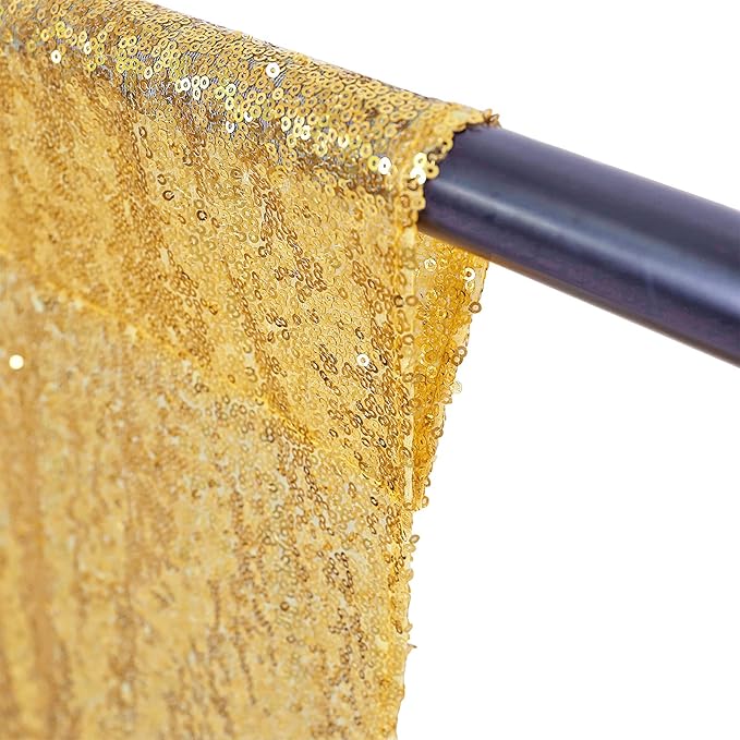 Eternal Beauty Gold Sequin Backdrop Curtains, Shimmer Back Drop 4Panels-2FTx8FT for Christmas, Party, Birthday, Photography, Wedding, Baby Shower Event Decoration