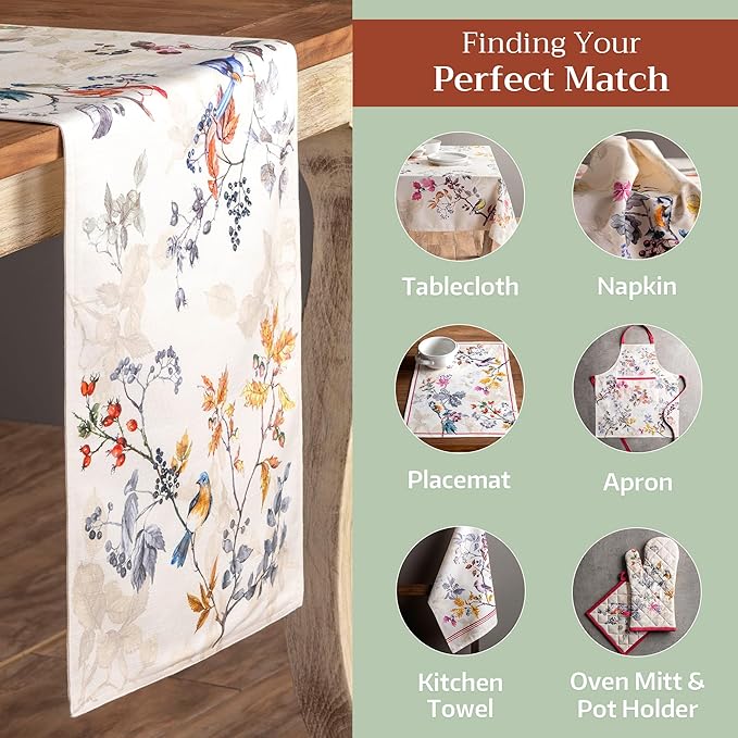 Maison d' Hermine Table Runner 100% Cotton Double Layer Table Runners 108 inches Long for Thanksgiving Christmas Decorations Home Kitchen Dining Party Wedding (Equinoxe - Beige, 14.5" x 108")