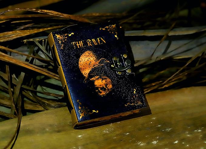 Leather Gothic Journal Magical Raven Skull Spiral Notebook Mystery Crow Journal Grimoire Witchcraft Spellwork Journal Great for Halloween and Raven Lovers Aesthetic Leather Journal for Men and Women