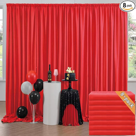 40ft x 10ft Thick Red Backdrop Curtains for Parties, 8 Panels 5ft x 10ft Non See Through Red Polyester Wedding Drapes Photo Backdrop for Birthday Party Graudation Photography Home Decor