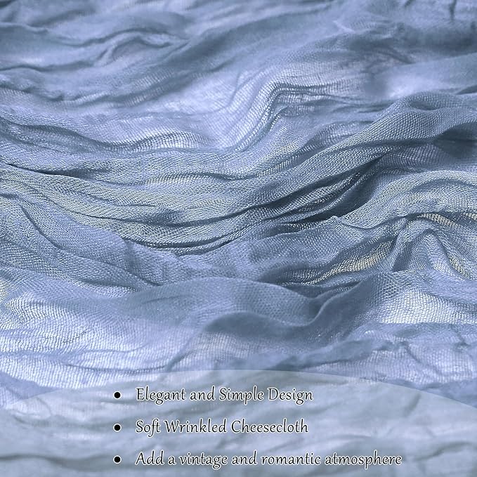 1-Pack Dusty Blue Cheesecloth Table Runners – 10FT (35x120 Inch) Boho Rustic Gauze Fabric Cheese Cloth Table Runner for Weddings, Baby Showers, Bridal Shower, Farmhouse & Birthday Party Decor