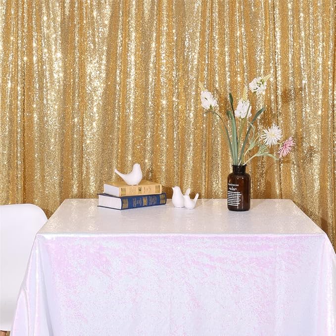 SquarePie Sequin Backdrop 6FT x 8FT Gold Background for Wedding Party