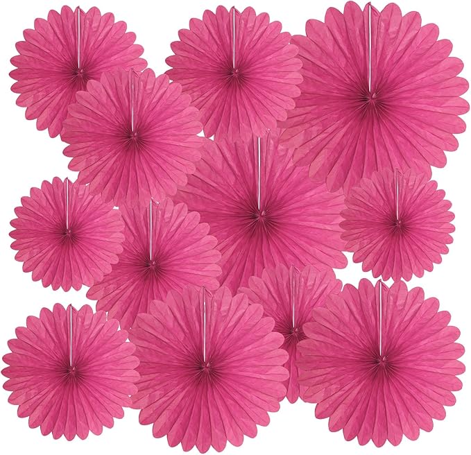 20 Pcs Rose Red Hanging Paper Fan, Hanging Honeycomb Round Paper Fans for Weddings, Birthdays, Easter, Baby Showers, Classroom, Events Ceiling Party Supplies Decorations