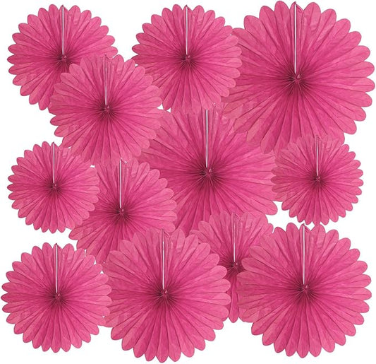 20 Pcs Rose Red Hanging Paper Fan, Hanging Honeycomb Round Paper Fans for Weddings, Birthdays, Easter, Baby Showers, Classroom, Events Ceiling Party Supplies Decorations