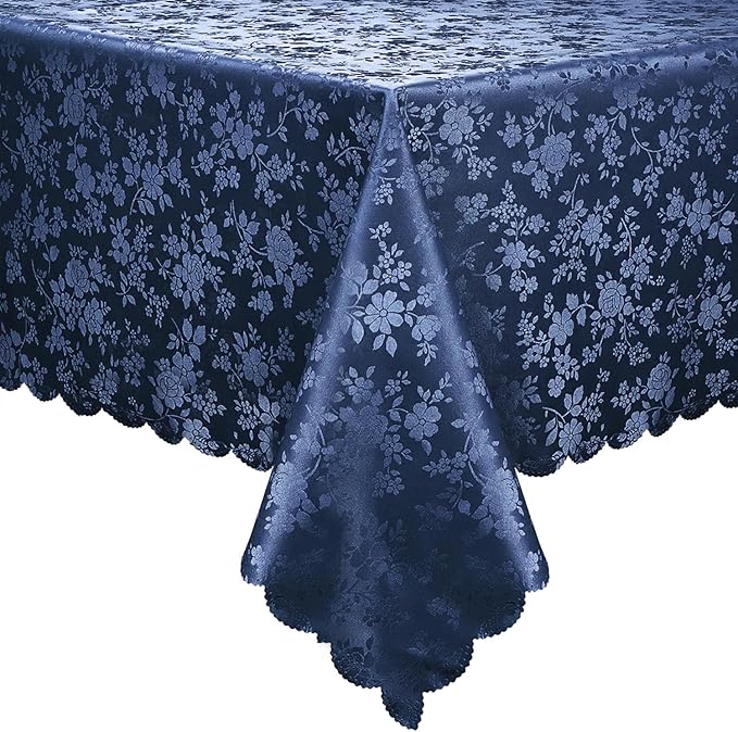 Smiry Rectangle Table Cloth, Waterproof Heavy Duty Vinyl Tablecloths, Wipeable Washable Table Cover for Kitchen and Dining Room (Navy Blue, 54" X 120")