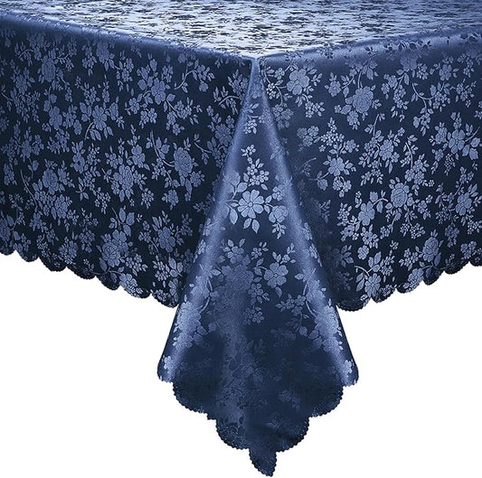 Smiry Rectangle Table Cloth, Waterproof Heavy Duty Vinyl Tablecloths, Wipeable Washable Table Cover for Kitchen and Dining Room (Navy Blue, 54" X 120")