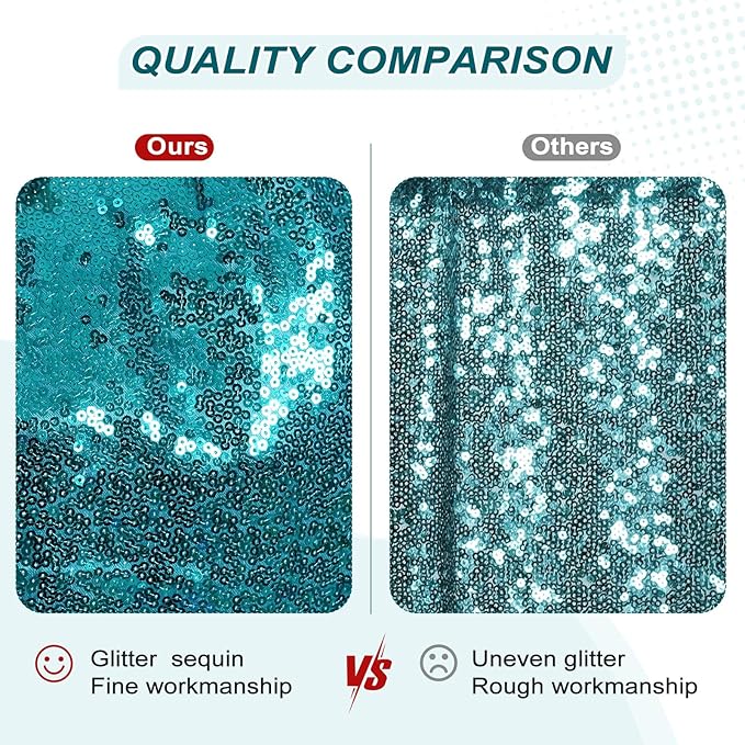 PartyDelight Teal Sequin Backdrop 10Ft x 10Ft Photography Christmas Curtain