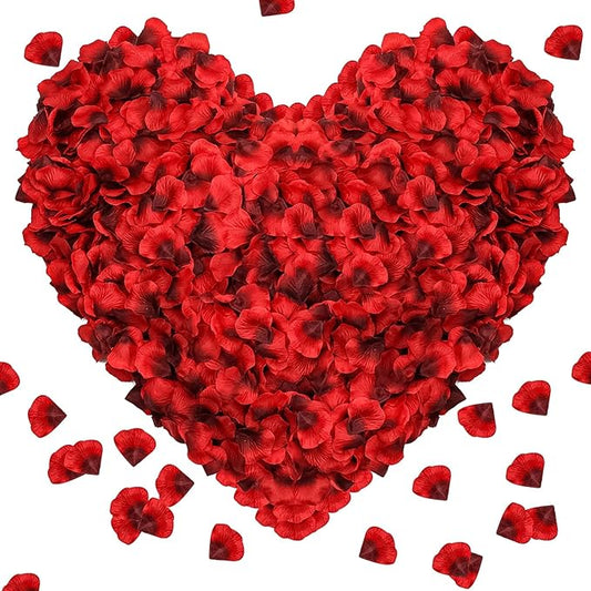 1000Pieces Rose Petals, Artificial Flower Petals Fake Rose Petals for Romantic Night,Wedding,Proposal Anniversary Flower Decorations (Big Red Dot Black)