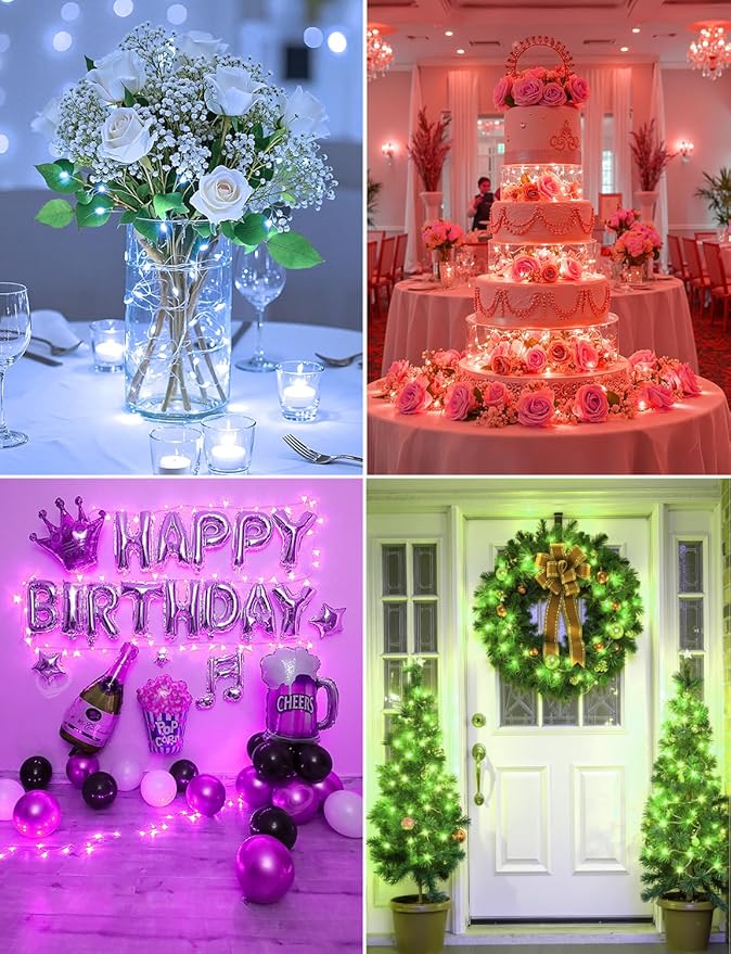 Brightown 14 Pack 6 Color LED Fairy Lights Battery Operated String Lights, 7ft 20LED Waterproof Silver Wire String Lights, Firefly Starry Moon Lights for Mason Jars DIY Christmas Wedding Party Bedroom